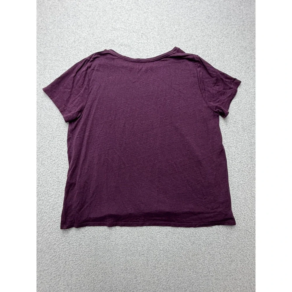 Eileen Fisher T-Shirt Womens Medium Purple Organic Linen Jersey Short Sleeve